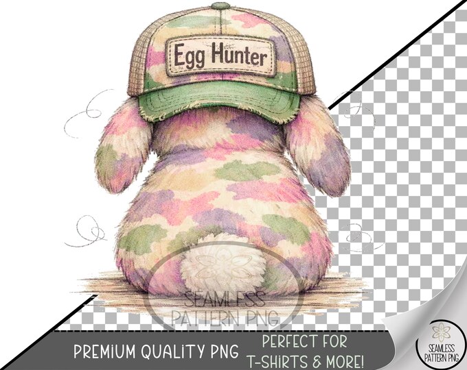 Egg Hunter PNG, Easter Sublimation Design, Bunny Cap, Digital Download, B10014