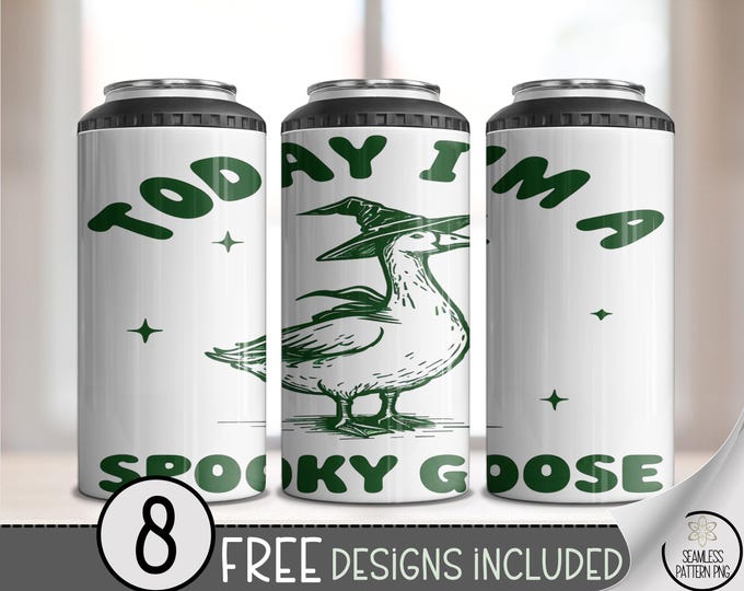 Spooky Goose 4in1 Can Cooler Wrap, Funny Halloween Hard Can File, Funny Goose Sublimation Design, Printable Beverage Cover, A446