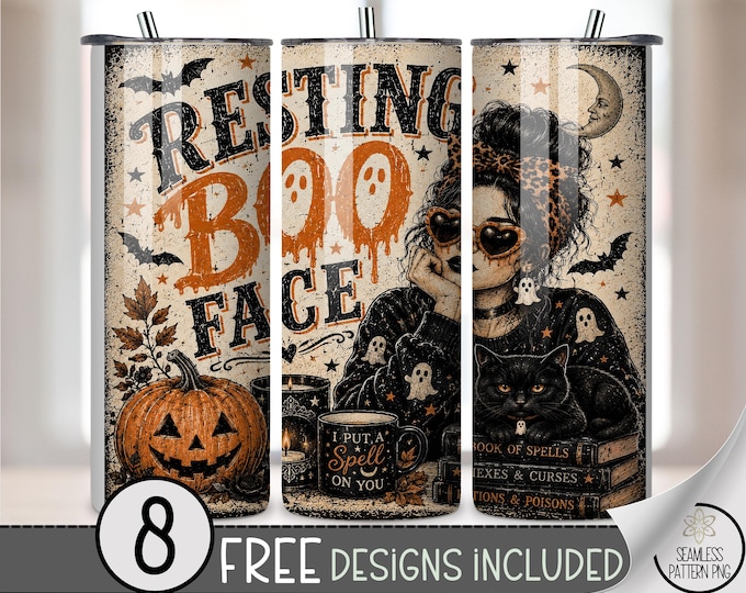 Halloween 20 oz Tumbler Wrap, Spooky Sublimation Design for Straight Tumblers, Sassy PNG Files, Digital Download, B10342