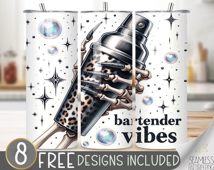 Bartender Tumbler Wrap, Alcohol Tumbler Wrap, Drinking Tumbler Design, Bartender Vibes 20oz Skinny Tumbler Wrap, Skeleton Tumbler