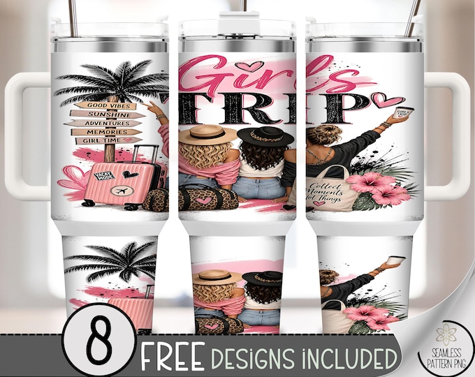 Girls Trip 40 oz Tumbler Wrap, Friends Travel Sublimation Design, Digital Download, B10514