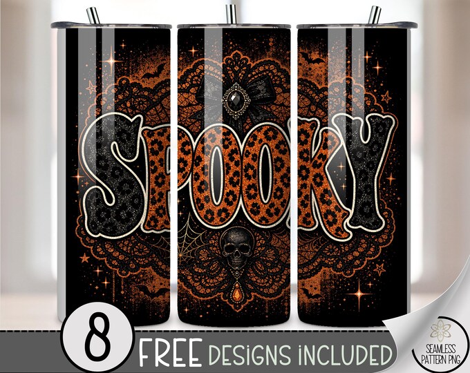 Spooky Halloween 20 oz Tumbler Wrap, Gothic Sublimation Design for Straight Tumblers, Vintage PNG Files, Digital Download, B10224