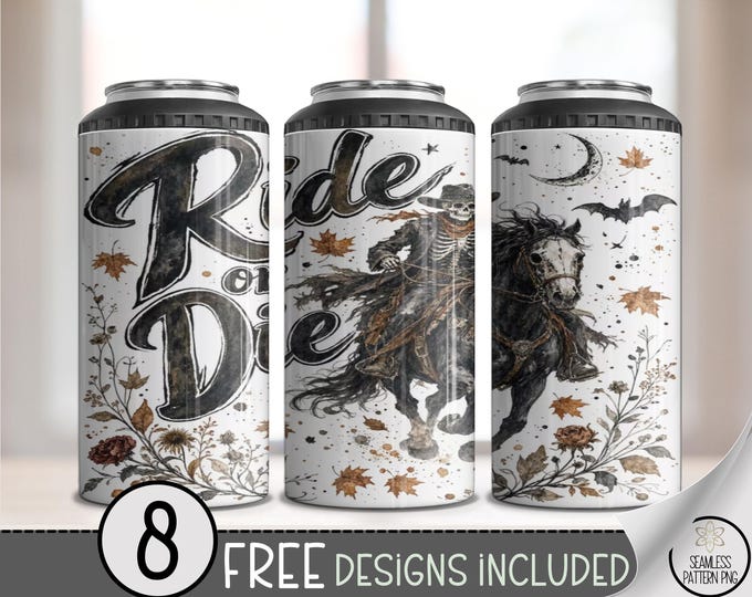 Ride Or Die 4-in-1 Can Cooler Wrap, Spooky Western Sublimation Design, Digital Download, B10433