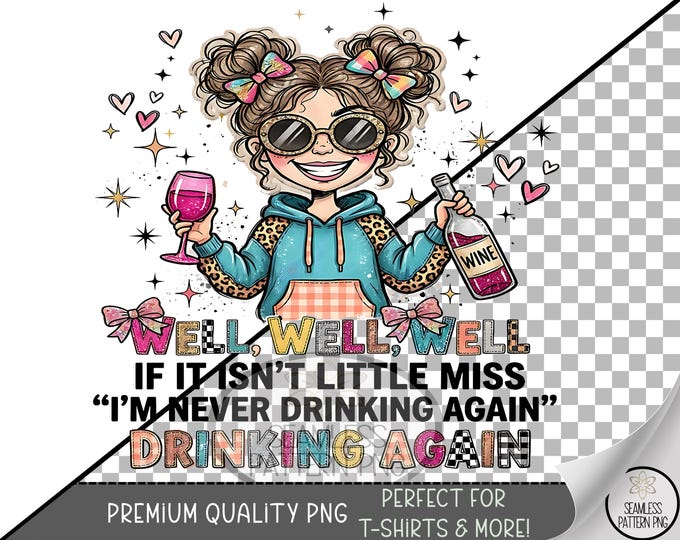 Sassy Girl PNG UV DTF Sublimation Design, Funny Drinking Clip Art, Cheerful Woman Digital Illustration Download, B875