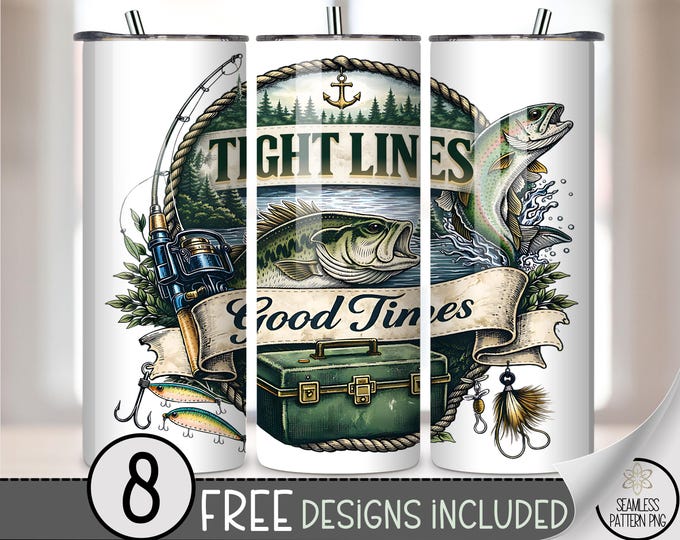 Funny Fishing 20 oz Tumbler Wrap, Good Times Sublimation Design for Straight Tumblers, Vintage PNG Files, B10258