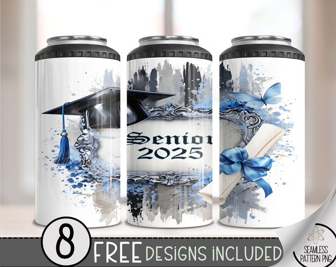 Class of 2025 4 in 1 Can Cooler Wrap, Senior 4in1 Tumbler PNG, Graduation 16 Oz Can Cooler Sublimation Design, Diploma Hard Can Design, A88