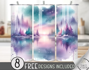 Ethereal Lake Tumbler Wrap, Mistic 20oz Skinny Tumbler Design, Fantasy Lake 20 oz Tumbler Wrap,Forest Tumbler Design,Misty Lake Tumbler File