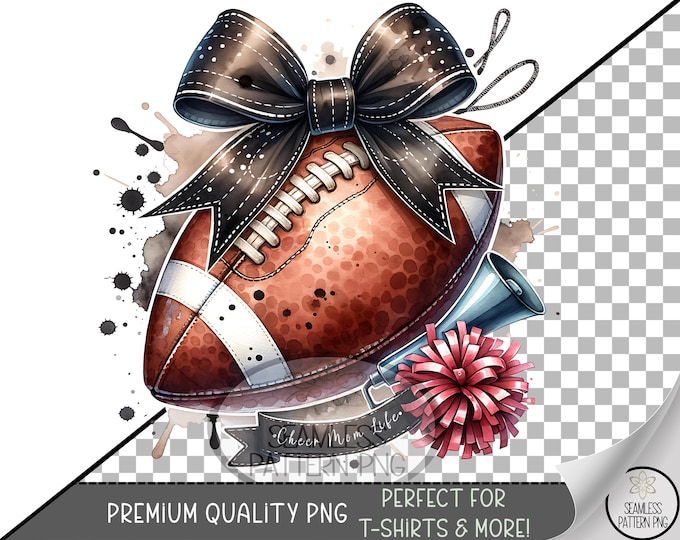 Cheer Mom Sublimation Design, Football UV DTF Graphic, Feminine Clip Art, Watercolor Cheer Print, Mama Digital Download A491
