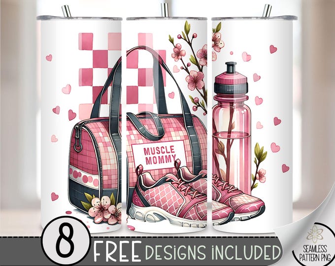 Fitness Tumbler Wrap Motivational Design, Exercise 20oz Skinny Tumbler Sublimation Design, Gym Motivational Tumbler Wrap, Workout PNG, A165