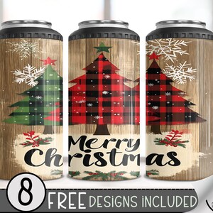 Rustic Christmas 4in1 Can Cooler Wrap, Country Sublimation Design, Xmas 16 Oz Slim,Merry Christmas 4 in 1 Tumbler Png,Plaid 16 Oz Can Cooler