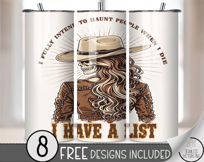 Funny Cowgirl 20 oz Tumbler Wrap, Rustic Country Style, I Have a List Vintage Cowboy 20oz Tumbler PNG, A621