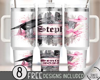 Senior 40oz Tumbler Wrap, Add Your Name 40 OZ Sublimation Design, Personalize 40oz Quencher Tumbler File, Class of 2025 Tumbler Wrap, A89