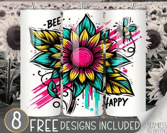 Bee Affirmation Tumbler Wrap, 20oz Skinny Sublimation Tumbler Design, Inspirational Sublimation Wrap, Watercolor Bee Tumbler PNG Downloads