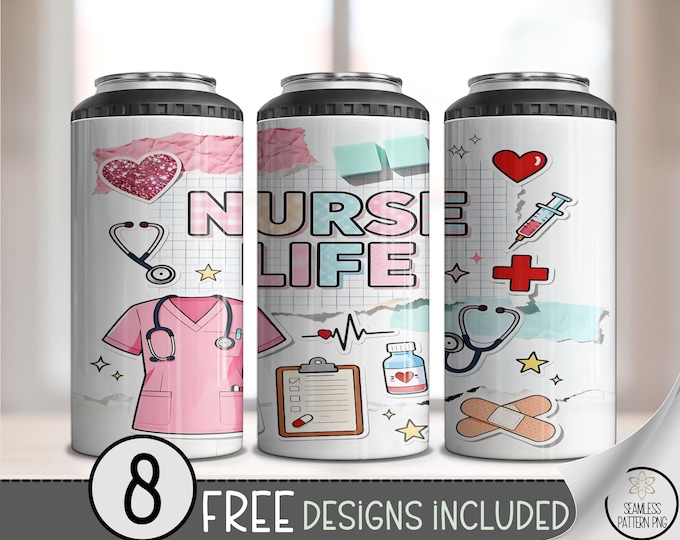 Nurse Life 4-in-1 Tumbler Wrap PNG, Medical Design, 16 oz 4N1 Sublimation, Nursing Digital Download, A824