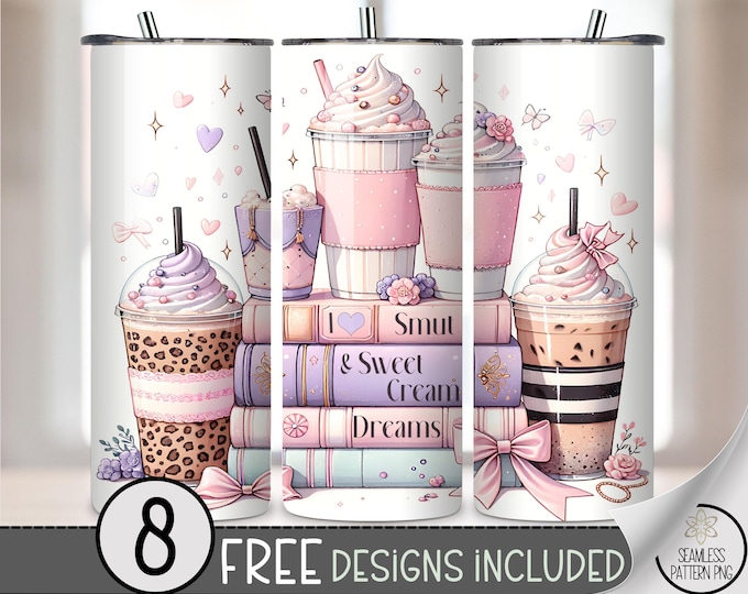 Pastel Smut 20 oz Tumbler Wrap, Sweet Treats and Cupcake Sublimation Design, Romantasy Design for Book Lovers, A626