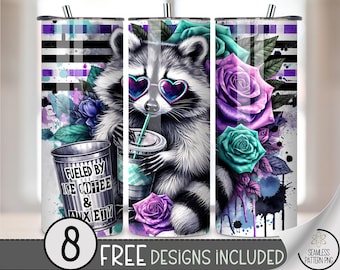 Funny Raccoon Tumbler Wrap, Sassy Sarcastic Raccoon Saying Png, Neon Sublimation Tumbler Design, Anxiety 20Oz Tumbler Wrap, Coffee File A450