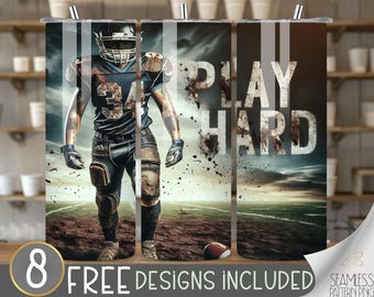 Football play hard tumbler wrap, game day vibes 20 oz skinny tumbler sublimation, football tumbler design, tumbler wrap for guys, muddy PNG