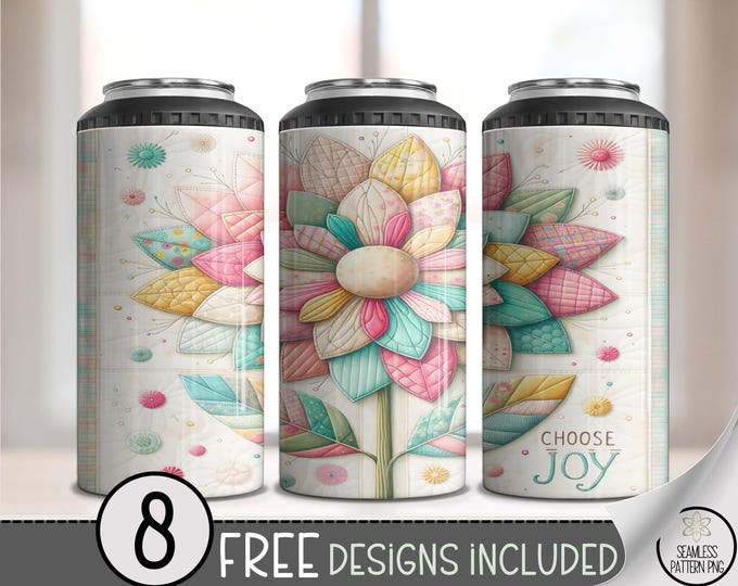 Pastel Petals 4 in 1 Can Cooler Wrap, Watercolor Floral Graphics, Digital Download for Sublimation, A706