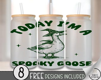 Spooky Goose Glass Can Wrap, UV Decal for Tumbler, Sublimation Design, Digital Download, Halloween Sticker, A446