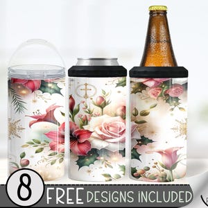 Christmas 4 In 1 Can Cooler Tumbler Wrap, Winter Sublimation Design, Xmas 16 Oz Slim, Holiday 16 Oz Can Cooler Sublimation Design, Religious