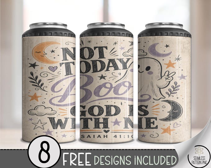 Halloween 4-in-1 Can Cooler Wrap, Cute Ghost Sublimation Design, Spooky 16 oz 4-in-1 File, Digital Download, B10317