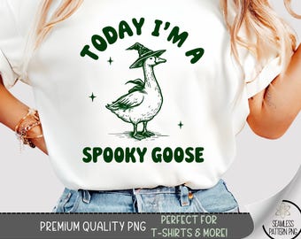 Halloween Spooky Goose T-Shirt PNG, Witch Hat Design, Funny Halloween Sublimation, Unique DTF UV Graphic, Fall Shirt Art Printable A446