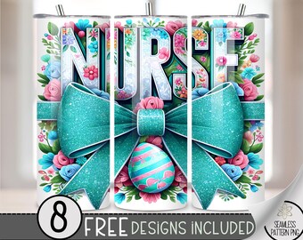 Easter Nurse Tumbler Wrap, Coquette RN 20oz Sublimation Tumbler Design, Spring Easter Sublimation, Cute Easter Egg Design, Nurse Life A32