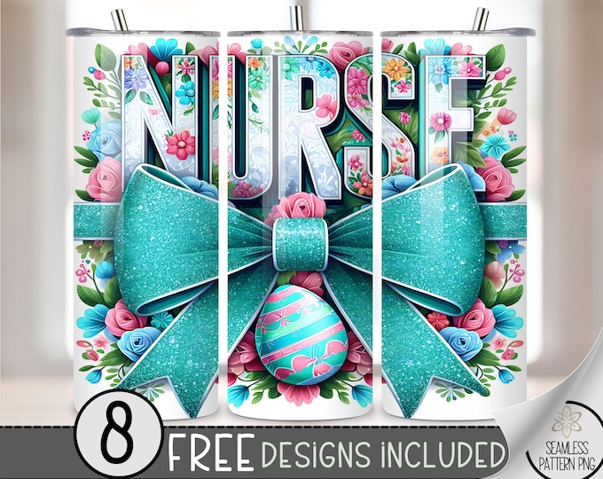 Easter Nurse Tumbler Wrap, Coquette RN 20oz Sublimation Tumbler Design, Spring Easter Sublimation, Cute Easter Egg Design, Nurse Life A32