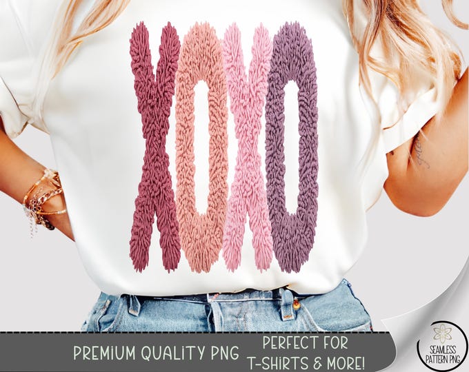 Xoxo T-Shirt Sublimation Design, Trendy Valentines Day, Chenille Letters Coquette, Digital Download, PNG, A757