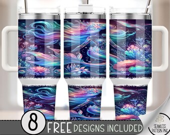 Mermaid 40oz Tumbler Wrap, Magical Mermaid Tumbler Sublimation Design, Mermaid Graphic 40oz Quencher Tumbler Wrap PNG, Sea Floral PNG, A101