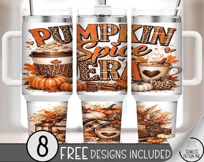 Pumpkin Spice Era 40 oz Tumbler Wrap, Fall Sublimation Design, Digital Download, B10356