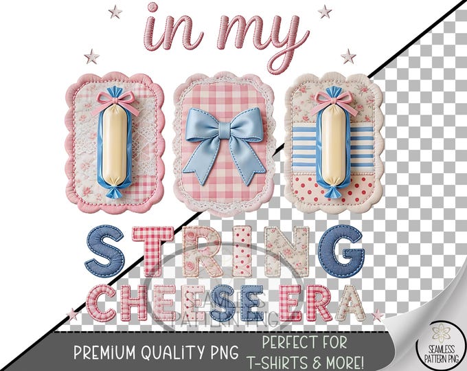 String Cheese Sublimation Design, Trendy Motherhood UV DTF Graphic, Dairy Delight Clip Art, Pastel Fabric Style, B10101