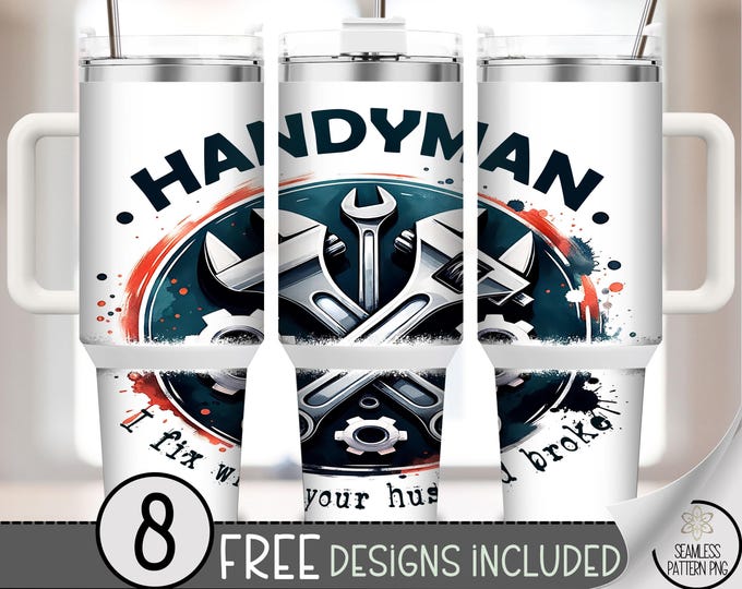 Handyman Husband 40 oz Tumbler Wrap PNG, Hardware Tools, Digital Download for Dads Gift, Sublimation, A803