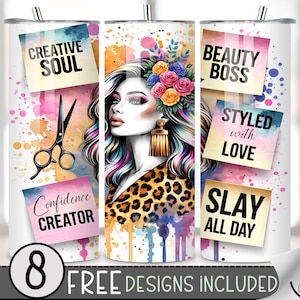 Naadloze kappersverpakking 20 oz, haarstylist 20 oz magere beker sublimatieontwerp, hair Boss-affirmaties, schoonheidsspecialiste, schoonheidsspecialiste png PNGEgg