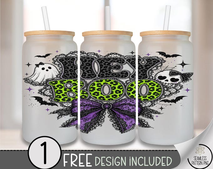 Halloween Glass Can Wrap, Chunky Leopard Print 16oz Glass Tumbler Sublimation Design, PNG File, Digital Download, B10194
