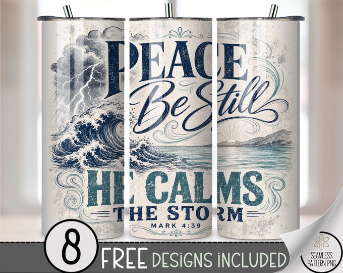 Faith-Based 20 oz Tumbler Wrap, Calming Sublimation Design for Straight Tumblers, Nautical PNG Files, Digital Download, B10312