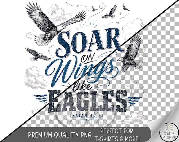 Eagle Sublimation Design, Soar UV DTF Graphic, Inspirational Clip Art, Digital Download, B10191