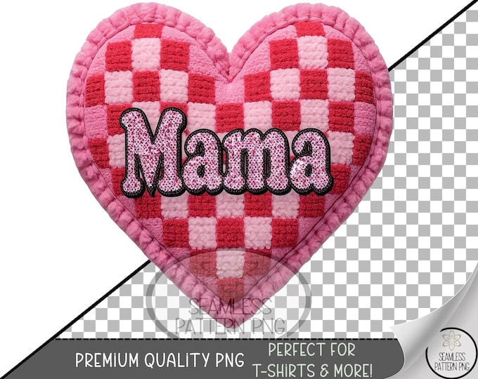 Heart Checkered UV DTF PNG, Retro Valentine Design, Mothers Love, Digital Download, Sublimation, A819