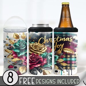 Christmas 4in1/Slim/Thick Can Cooler Sublimation PNG, Xmas 16 oz 4-in-1 Cooler Sublimation,Holiday 16Oz Tumbler File,Festive Can Cooler Wrap
