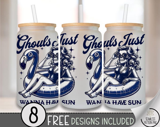 Ghoul Fun Glass Can Wrap, UV Decal for Tumbler, Sublimation Design, Digital Download, Vacation Sticker, A426