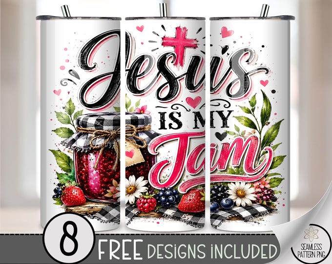 Jesus is My Jam PNG, Trendy 20 oz Tumbler Wrap, Rustic Sublimation Design, Cozy PNG Files, Digital Download, B10283
