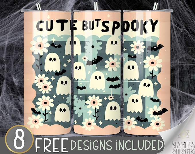 Checkered Ghost Tumbler, Halloween Cute Spooky Tumbler Wrap, Retro Cute but Spooky 20 oz Skinny Sublimation, Retro Style Tumbler Design
