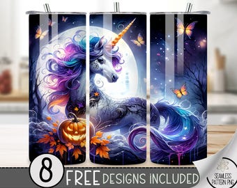Unicorn Tumbler Wrap, Halloween Unicorn 20Oz Skinny Tumbler Instant Download PNG,Halloween Tumbler Wrap,Jack O Lantern Sublimation,Butterfly