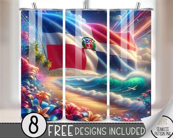 Dominican Republic tumbler wrap, Dominican Republic flag 20 oz skinny tumbler wrap PNG, Dominican Republic PNG, Dominican tumbler design