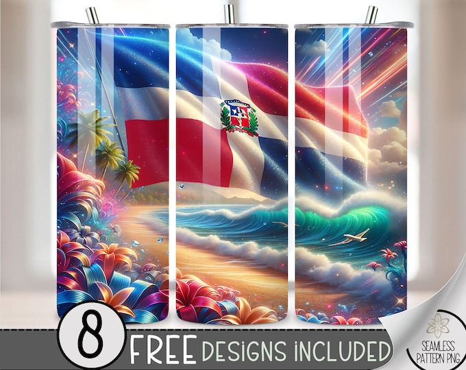 Dominican Republic tumbler wrap, Dominican Republic flag 20 oz skinny tumbler wrap PNG, Dominican Republic PNG, Dominican tumbler design