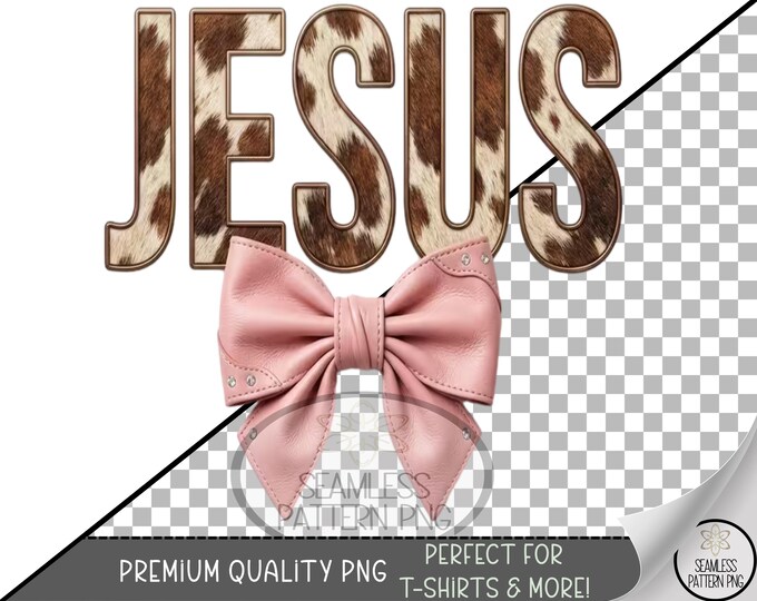 Jesus Sublimation Design, Cowhide Text UV DTF Graphic, Christian Clip Art Printable, Rustic Farmhouse Theme Sublimation File, B10028