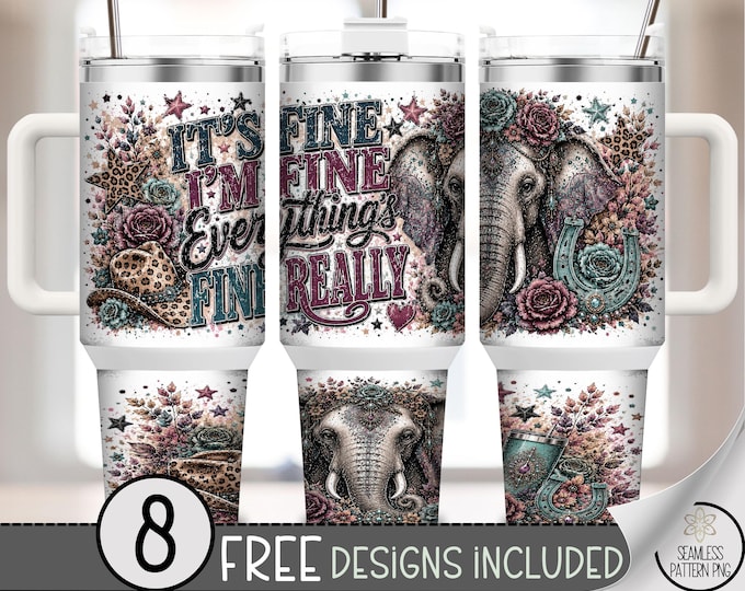 Funny Elephant 40 oz Tumbler Wrap, Sarcastic Western Boho Sublimation Design, Digital Download, B10354