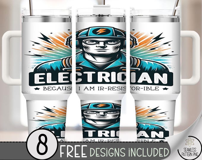 Electrician 40 oz Tumbler Wrap PNG, Lineman Design, Instant Download, Inspirational Sublimation, A782