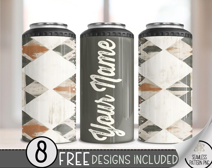 Western 16 Oz 4-In-1 Cooler Sublimation, Add Your Text Faded Southwestern 4In1 Can Cooler Wrap, Aztec 4 In 1 Can Cooler File PNG, 16OZ File