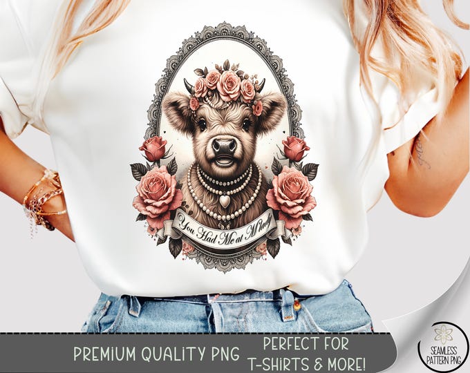 Victorian Cow T-Shirt PNG, Girly Sublimation Digital Download For Pink Lovers Design, Regency Era Design, B700